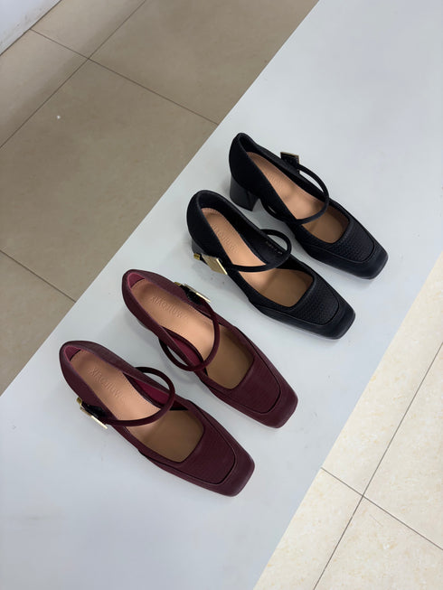 Close Toe Slid On Block Heels